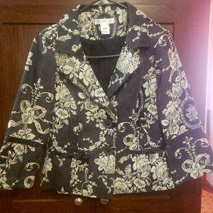 WHBM Floral Satin 3/4 Sleeve Jacket, Size 10